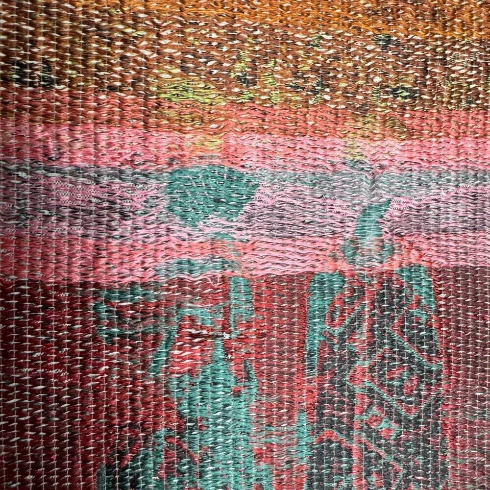 1965 Japanese Calendar Woven Art Silk Embroidered Geisha